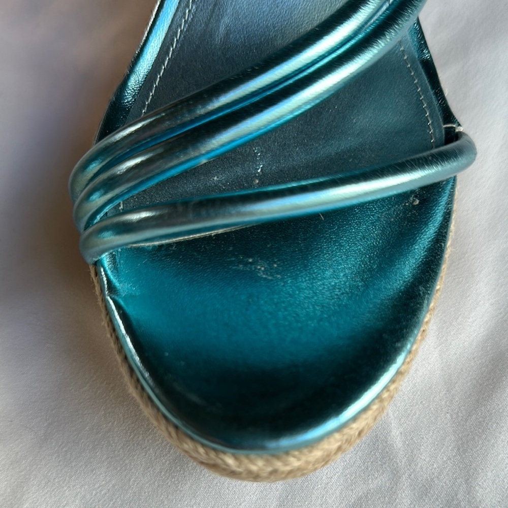 Nine West Shiny Blue Strappy Wedges - Picture 8 of 14